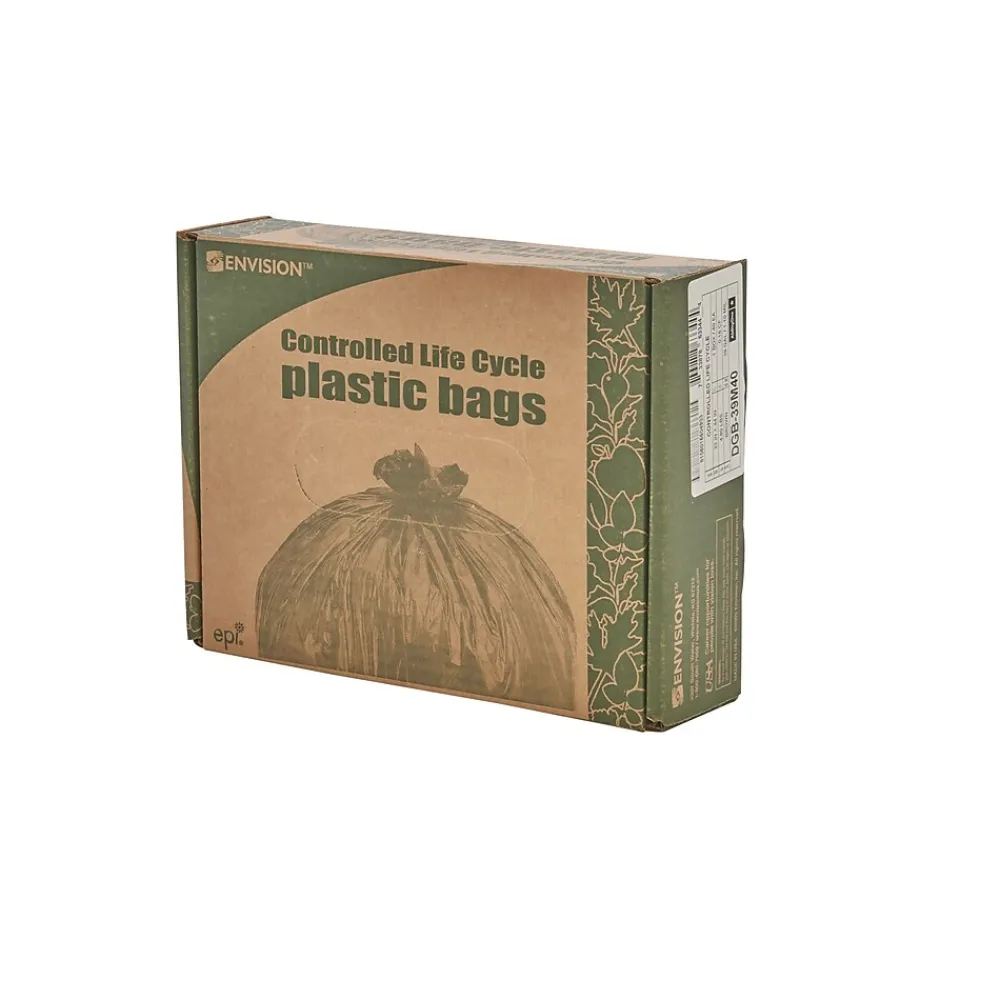 Controlled Life Cycle 30 Gallon Industrial Trash Bag, 30" x 36", Low Density, 0.8 mil, Brown, 60 Bags/Box, 3 Rolls<Stout Hot