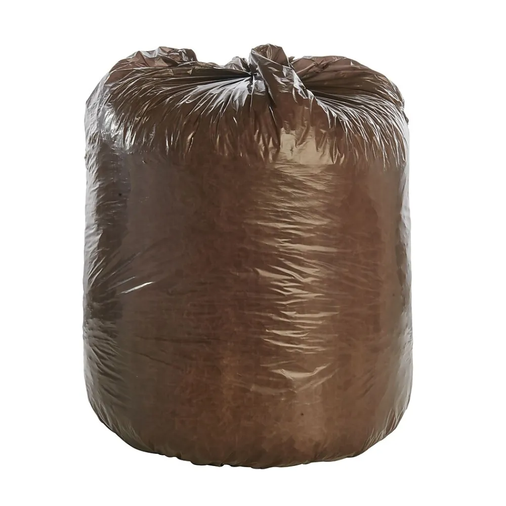 Controlled Life Cycle 39 Gallon Industrial Trash Bag, 33" x 44", Low Density, 1.1 mil, Brown, 40 Bags/Box (STOG3344B11)<Stout Online