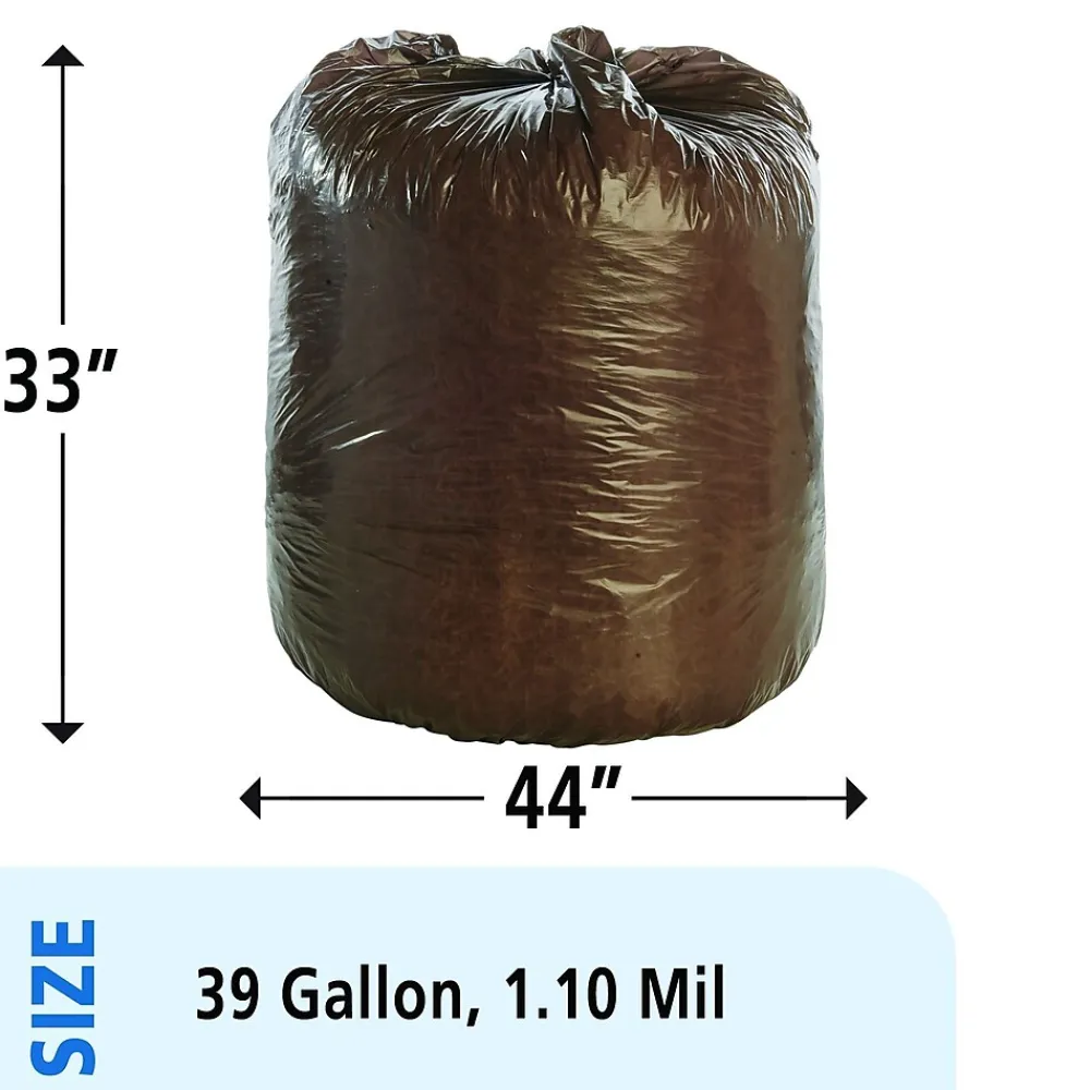 Controlled Life Cycle 39 Gallon Industrial Trash Bag, 33" x 44", Low Density, 1.1 mil, Brown, 40 Bags/Box (STOG3344B11)<Stout Online