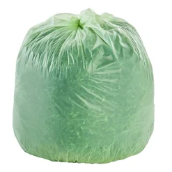 EcoSafe-6400 30 Gallon Compostable Industrial Trash Bag, 30" x 39", Low Density, 1.1 mil, Green, 48 Bags/Box, 4 Rolls<Stout Sale