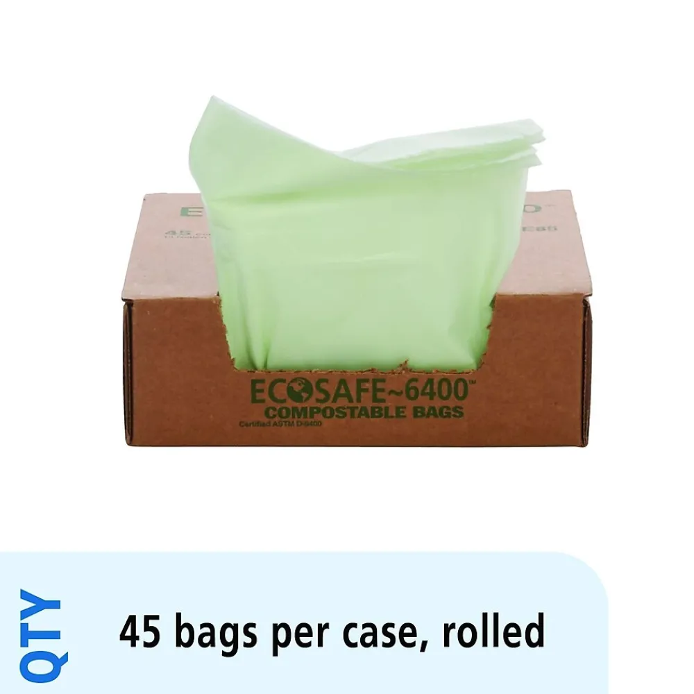 EcoSafe-6400 13 Gallon Industrial Trash Bag, 24" x 30", Low Density, 0.85 mil, Green, 45 Bags/Box, 3 Rolls<Stout New