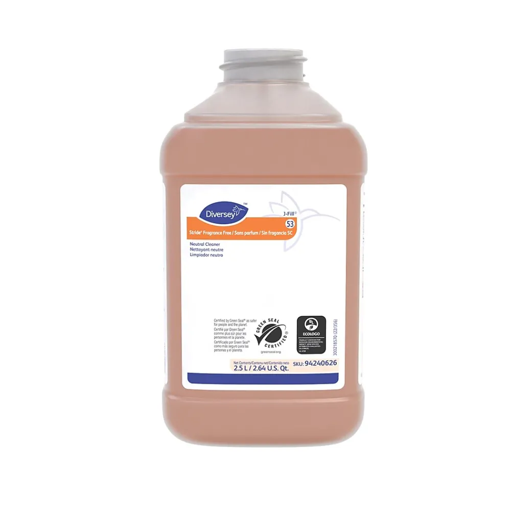 Stride Fragrance-Free All-Purpose Cleaners & Spray, 2.5 Gallons, 2.5 Liter, 2/Carton (94240626)<Diversey Hot