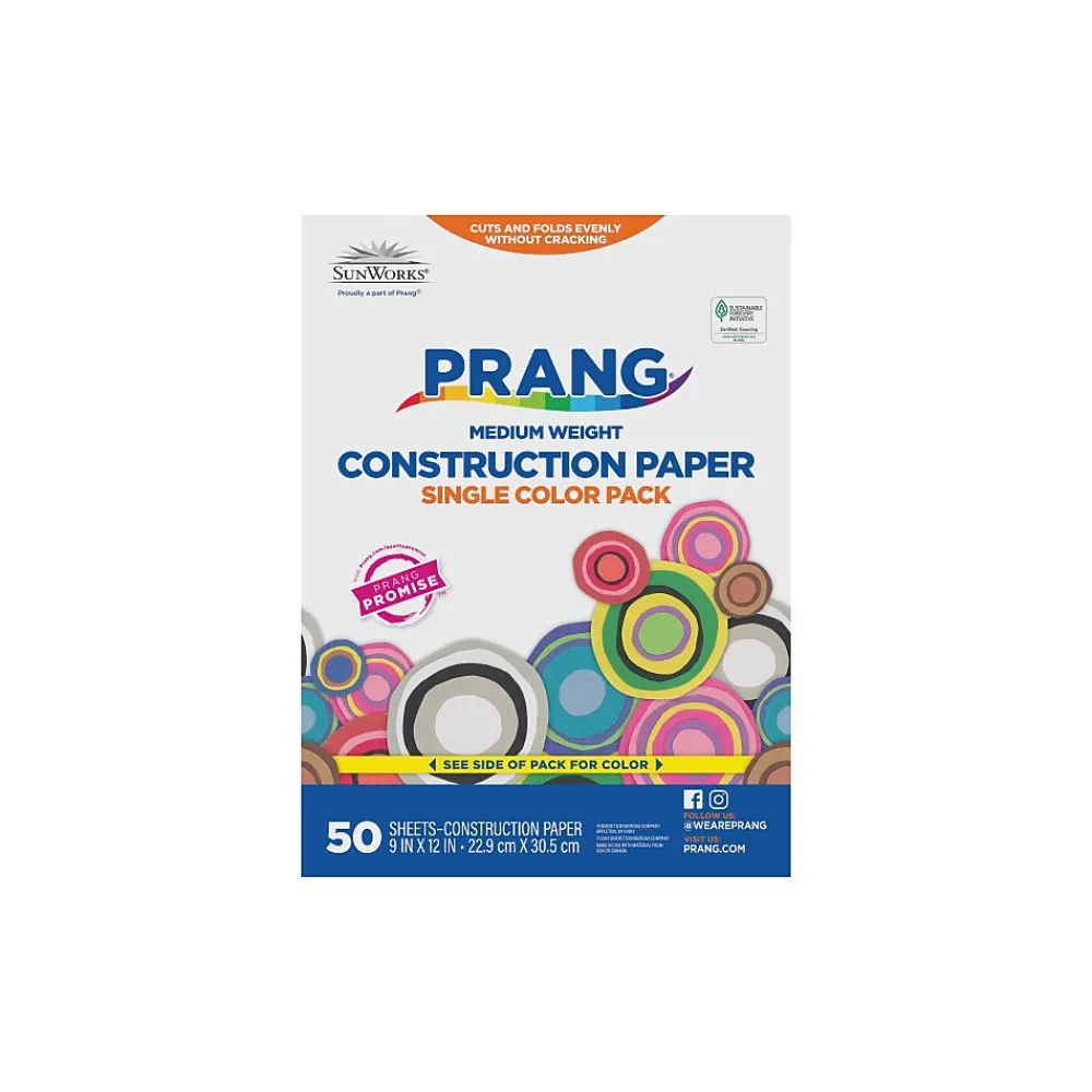 Construction Paper*SunWorks 9"W x 12"L Medium Weight Construction Paper, White, 50 Sheets/Pack (9203)