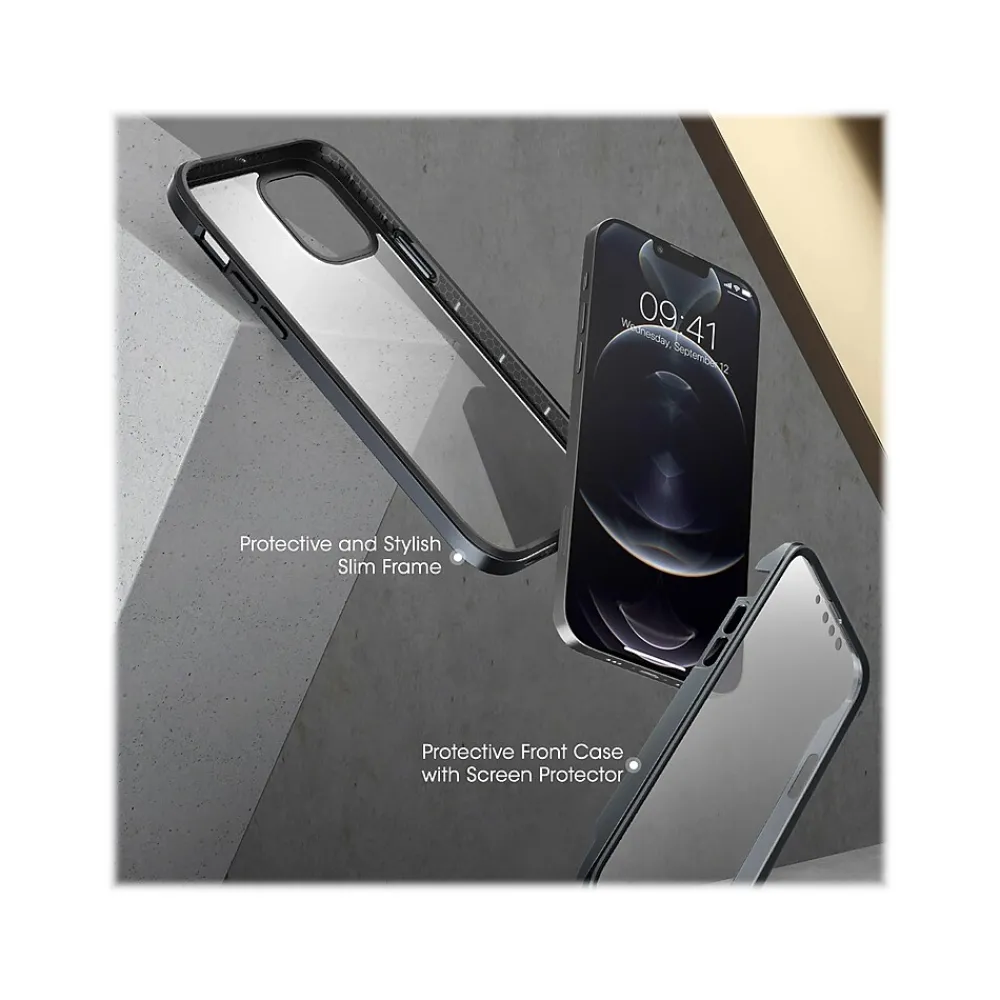 SUPCASE Unicorn Beetle Black Edge with Screen Protector Clear Case for iPhone 13 Pro (SUP-iPhone2021Pro-6.1-EdgePro-SP-Black)