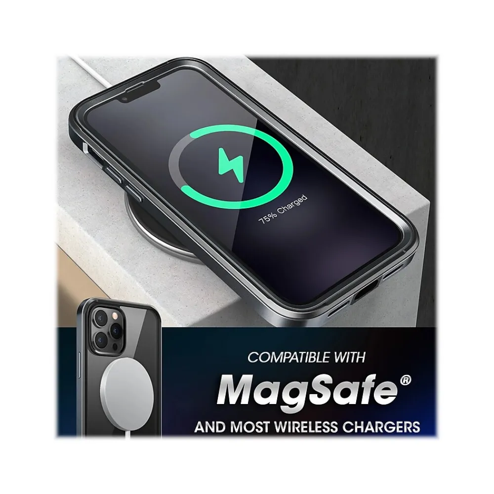 SUPCASE Unicorn Beetle Black Edge with Screen Protector Clear Case for iPhone 13 Pro (SUP-iPhone2021Pro-6.1-EdgePro-SP-Black)