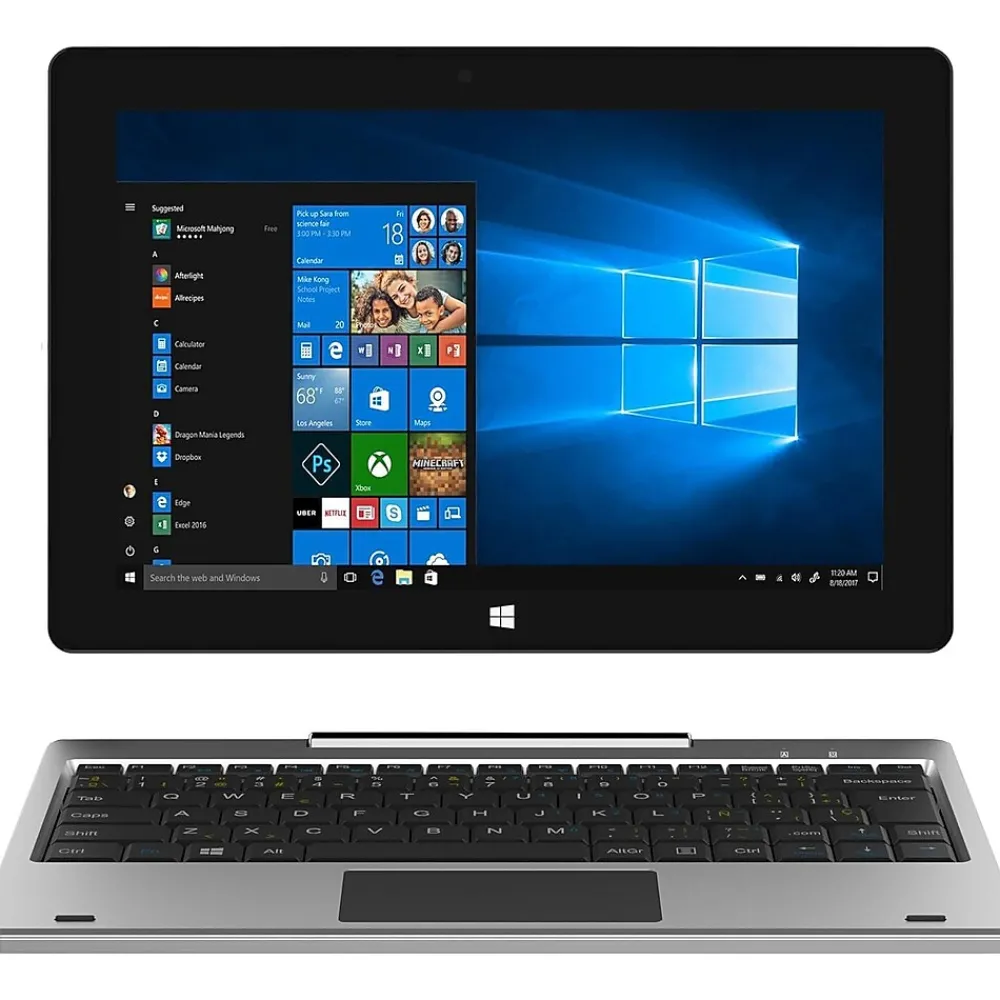 Sonic10 10.1" Tablet with Detachable Keyboard, WiFi, 64GB Storage, Windows 11, Silver (SC-5032WKB)<Supersonic Best