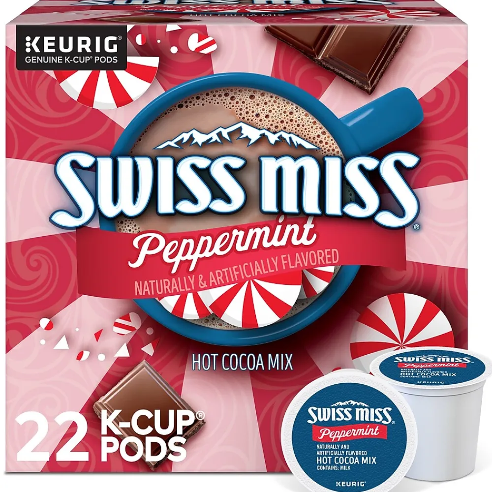 Swiss Miss Chocolate Peppermint Hot Cocoa Mix, Keurig K-Cup Pod, 22/Box (5000355689)
