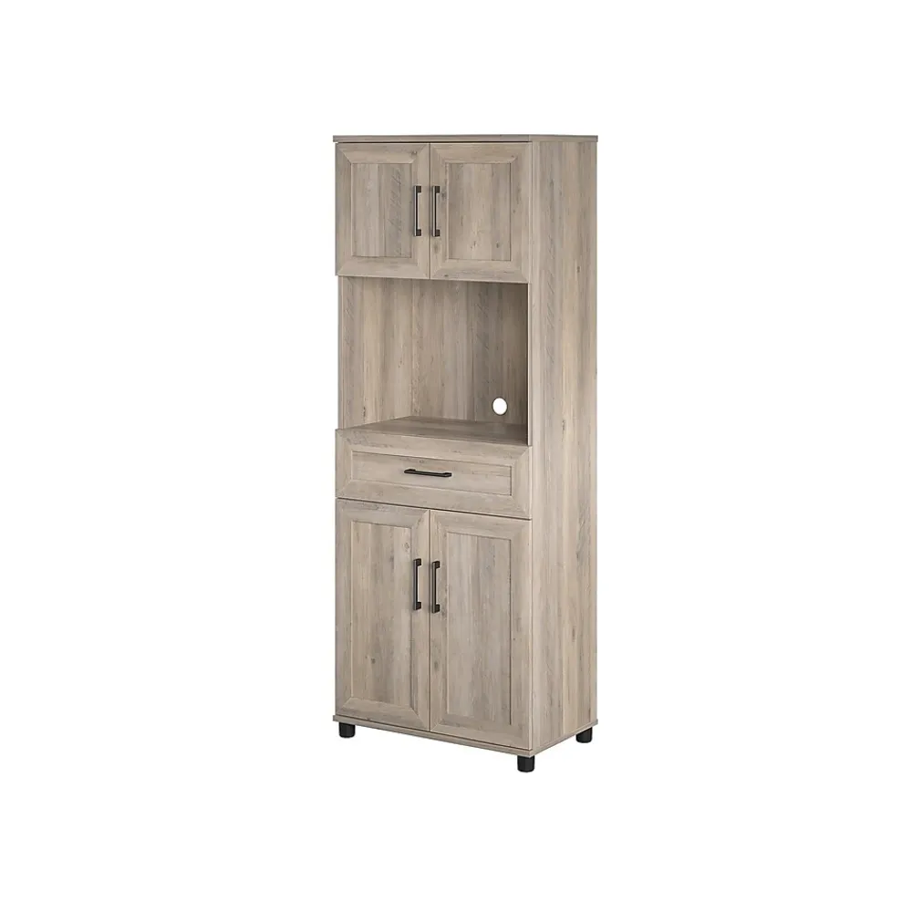 Storage Cabinets*System Build Dwyer 70" Tall Coffee Bar with 4 Shelves, Gray Oak (6383337COM)