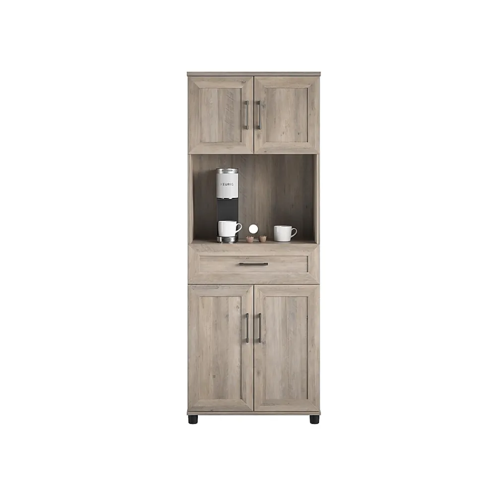 Storage Cabinets*System Build Dwyer 70" Tall Coffee Bar with 4 Shelves, Gray Oak (6383337COM)
