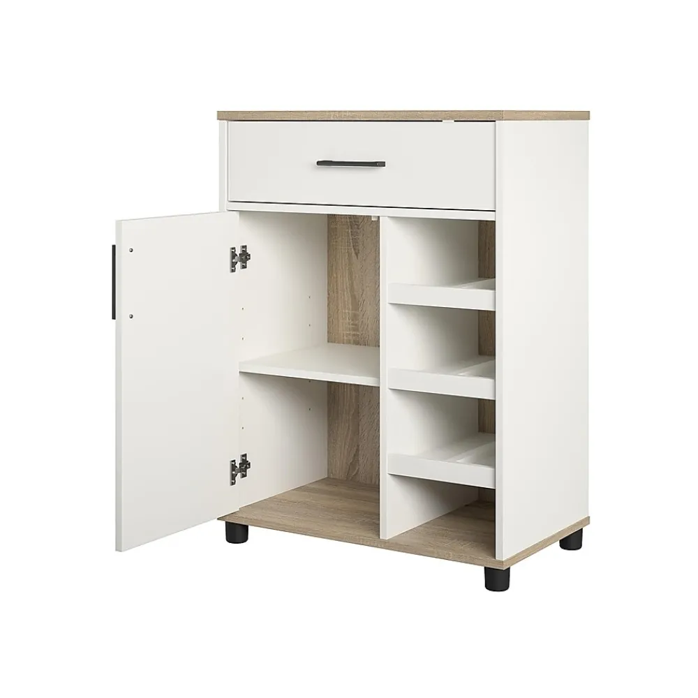 Storage Cabinets*System Build Whitmore 36" Bar Cabinet with 6 Shelves, Rustic White/Oak (2461500COM)