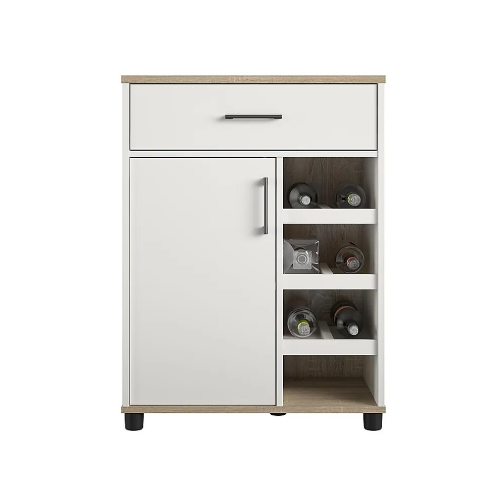 Storage Cabinets*System Build Whitmore 36" Bar Cabinet with 6 Shelves, Rustic White/Oak (2461500COM)