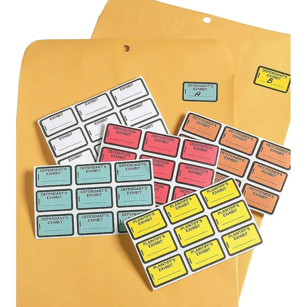 Labels|Tabbies Pre-Printed Labels - Defendant's Exhibit, Self-Adhesive, 1x1-5/8", Blue, 252 Labels/Pack (58093)