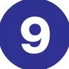 Labels|Tape Logic 2" Circle "9" Number Label, Dark Blue, 500/Roll