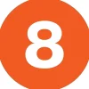 Labels|Tape Logic 1" Circle "8" Number Label, Orange, 500/Roll