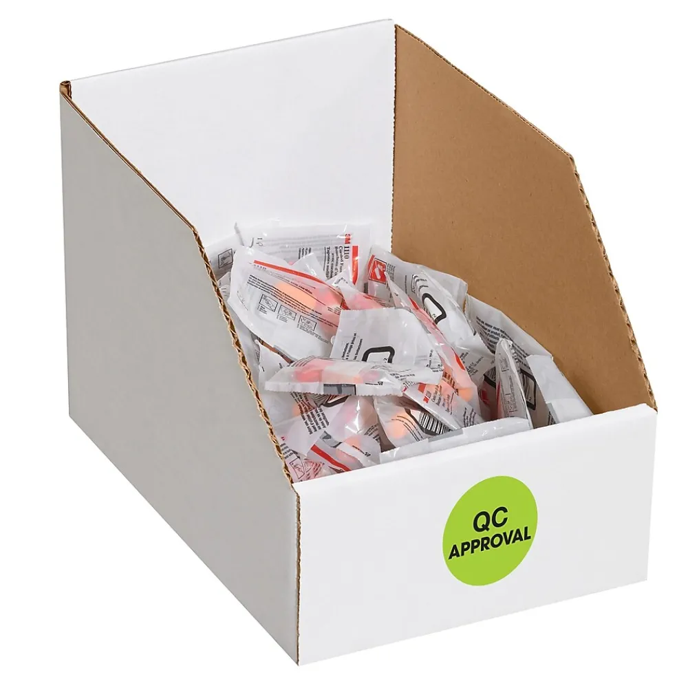 Labels|Tape Logic 1" Circle "QC Approval" Label, Fluorescent Green, 500/Roll