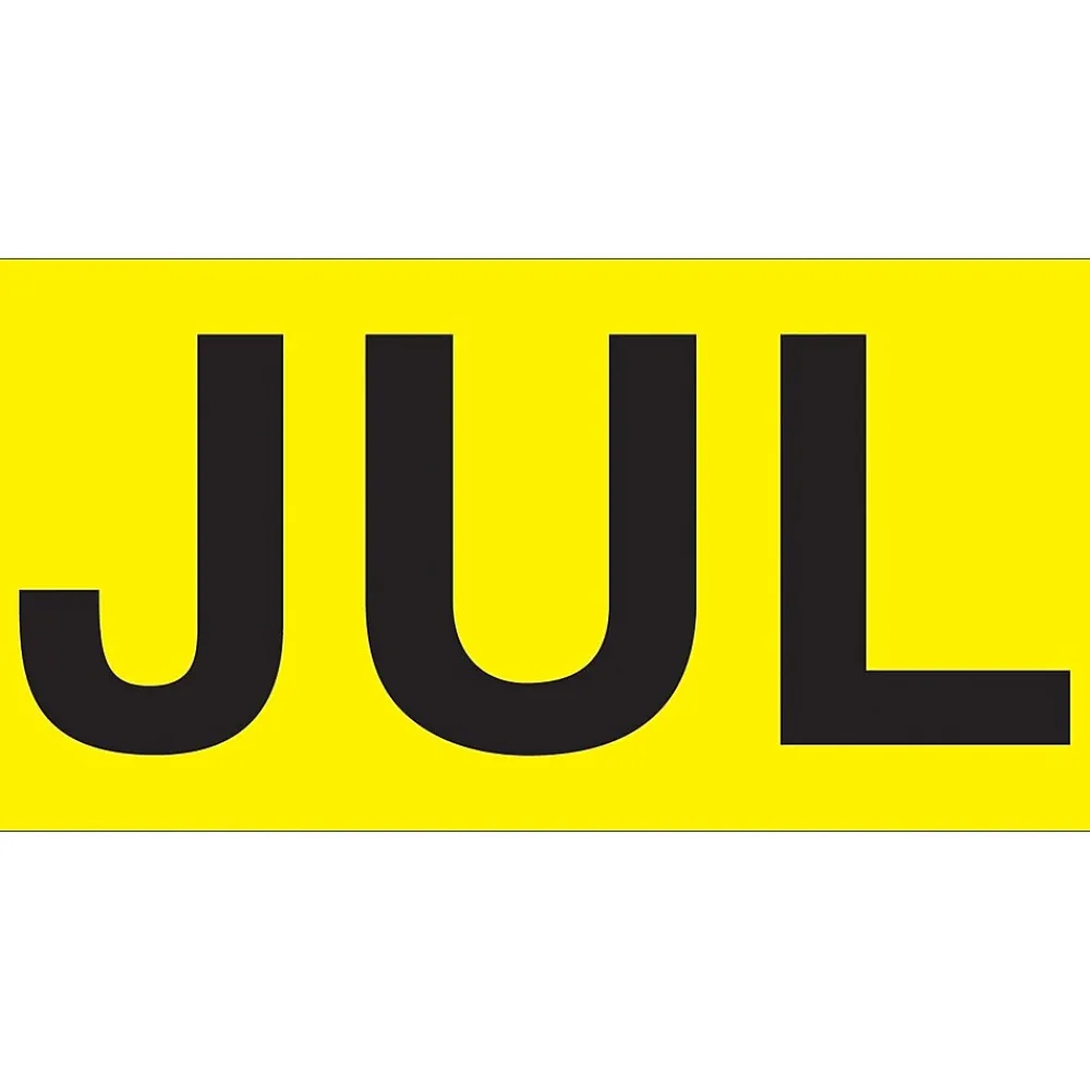 Labels|Tape Logic 3" x 2" Rectangle "JUL" Months of the Year Label, Fluorescent Yellow, 500/Roll