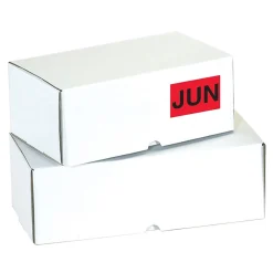 Labels|Tape Logic 3" x 2" Rectangle "JUN" Months of the Year Label, Fluorescent Red, 500/Roll
