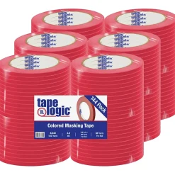 Hot Tape Logic â„¢ 1/4" x 60 Yards Masking Tape, Red, 144/Case (T931003R)