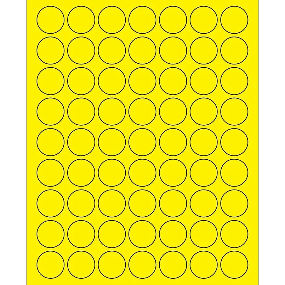 Clearance Tape Logic Circle Laser Labels, 1", Fluorescent Yellow, 6300/Case (LL191YE)
