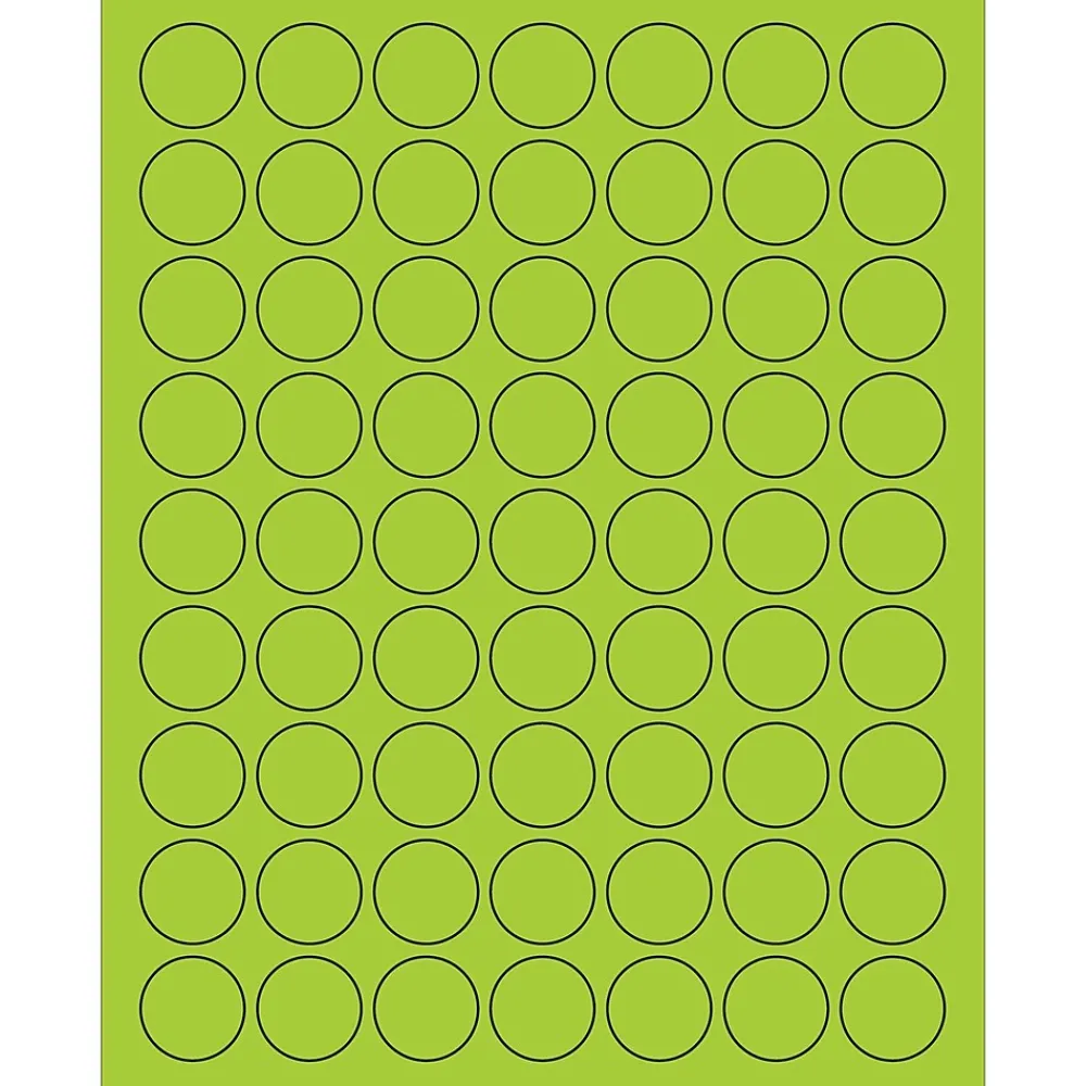Sale Tape Logic ® Circle Laser Labels, 1", Fluorescent Green, 6300/Case (LL191GN)