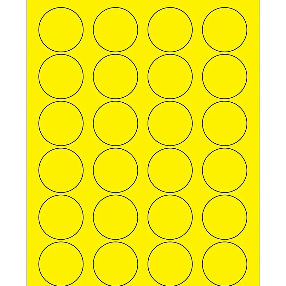 Clearance Tape Logic ® Circle Laser Labels, 1 5/8", Fluorescent Yellow, 2400/Case (LL193YE)
