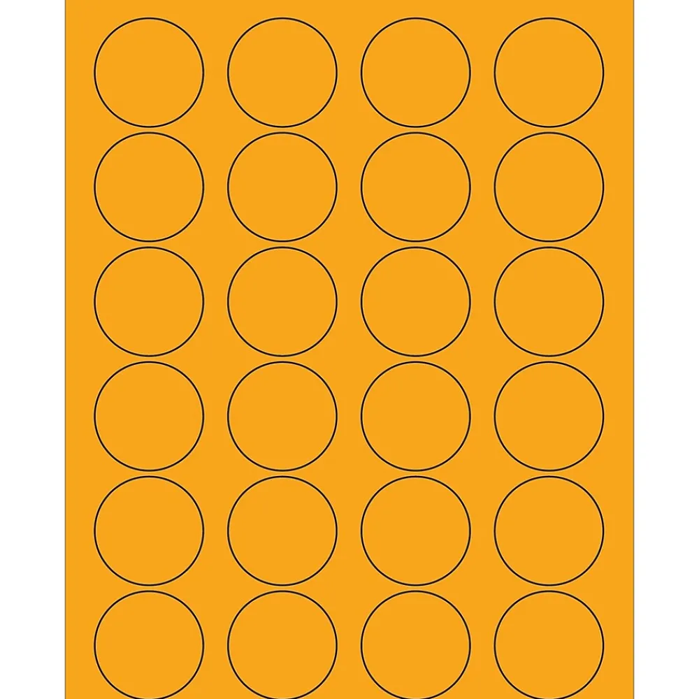Online Tape Logic ® Circle Laser Labels, 1 5/8", Fluorescent Orange, 2400/Case (LL193OR)