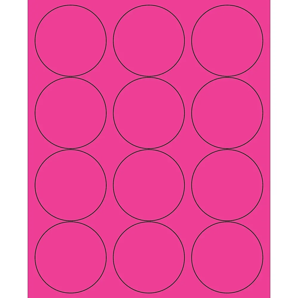 Best Tape Logic ® Circle Laser Labels, 2 1/2", Fluorescent Pink, 1200/Case (LL194PK)