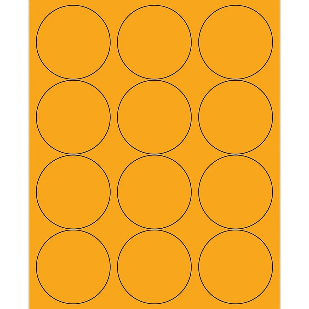 Best Tape Logic ® Circle Laser Labels, 2 1/2", Fluorescent Orange, 1200/Case (LL194OR)