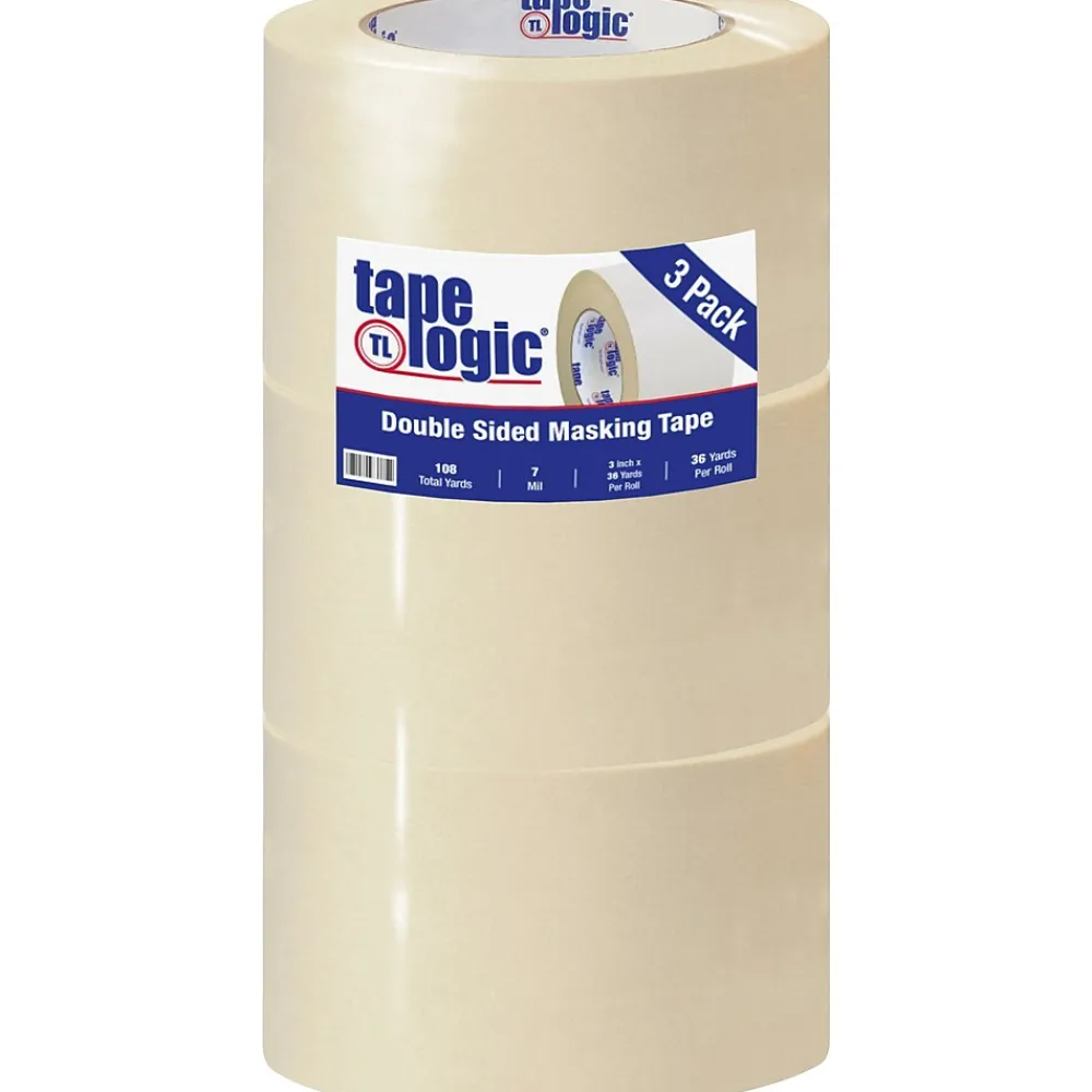 Outlet Tape Logic ® Double Sided Masking Tape, 7 Mil, 3" x 36 yds., Tan, 3/Case (T9581003PK)