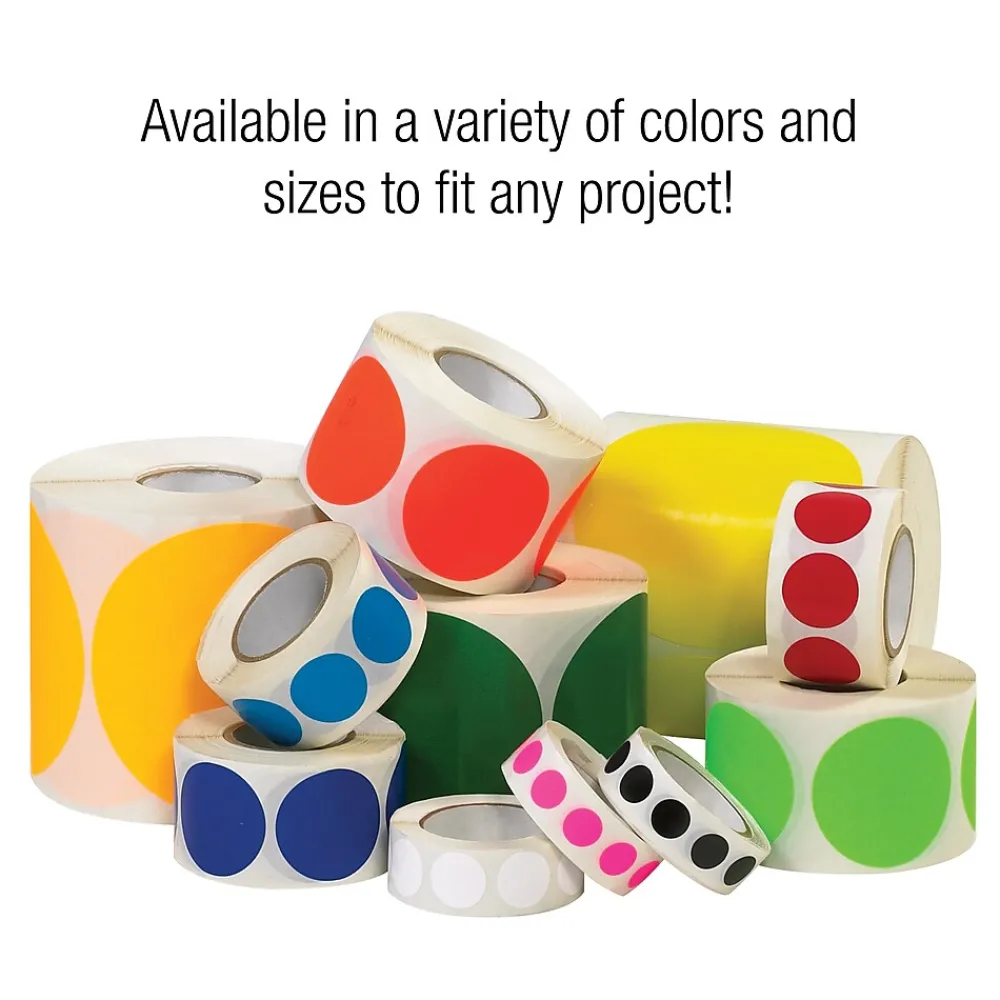 Labels|Tape Logic Inventory Circle Labels, 3/4", Fluorescent Green, 500/Roll (DL610J)