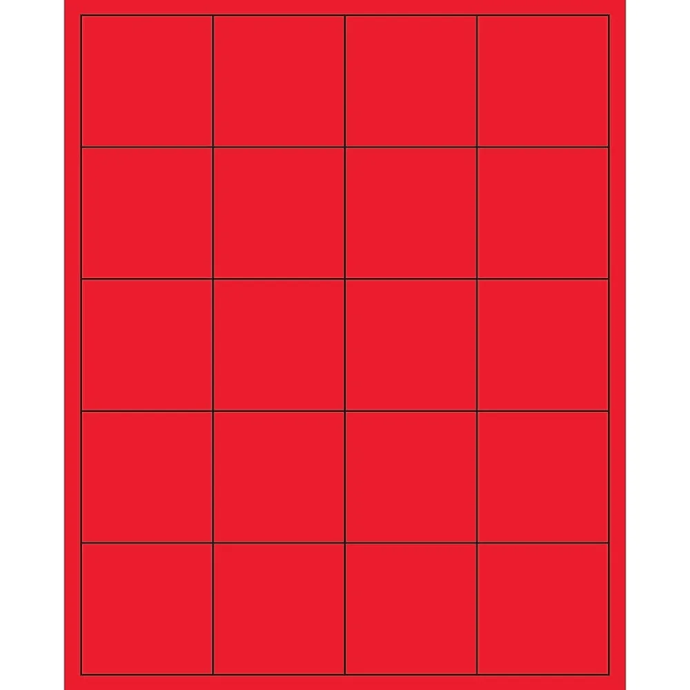 New Tape Logic ® Rectangle Laser Labels, 2" x 2", Fluorescent Red, 2000/Case (LL172RD)
