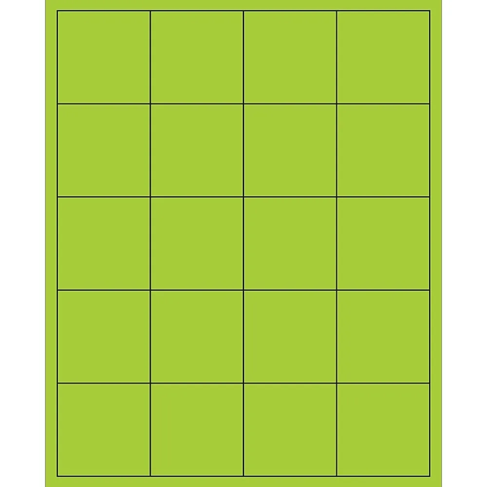 New Tape Logic ® Rectangle Laser Labels, 2" x 2", Fluorescent Green, 2000/Case (LL172GN)