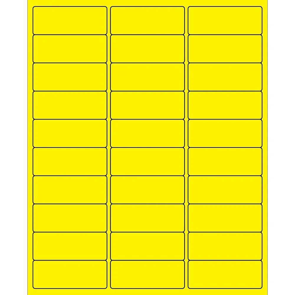 Outlet Tape Logic ® Rectangle Laser Labels, 2 5/8" x 1", Fluorescent Yellow, 3000/Case (LL173YE)