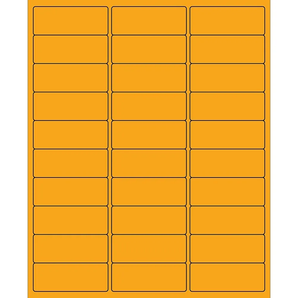 Online Tape Logic ® Rectangle Laser Labels, 2 5/8" x 1", Fluorescent Orange, 3000/Case (LL173OR)