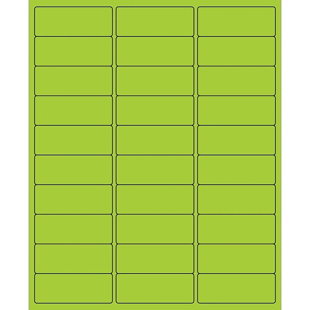 Tape Logic ® Rectangle Laser Labels, 2 5/8" x 1", Fluorescent Green, 3000/Case (LL173GN)