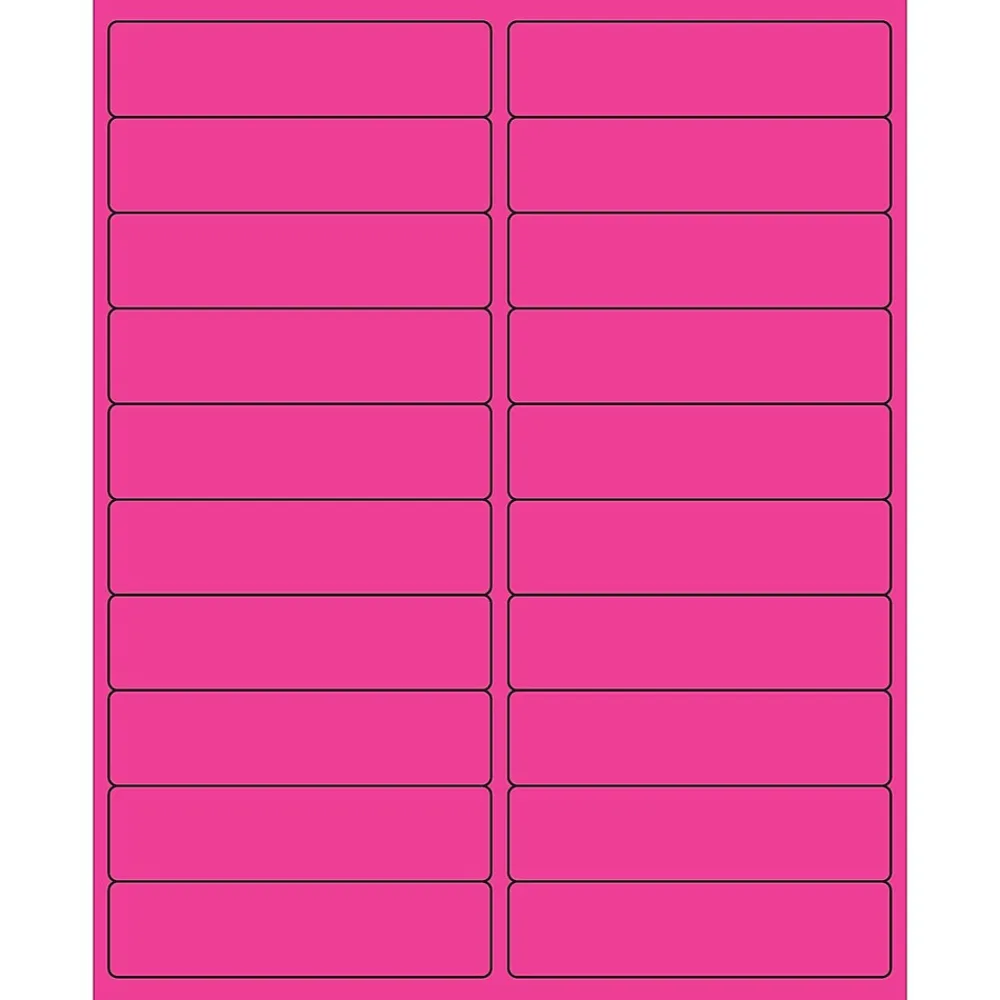 Online Tape Logic ® Rectangle Laser Labels, 4" x 1", Fluorescent Pink, 2000/Case (LL177PK)