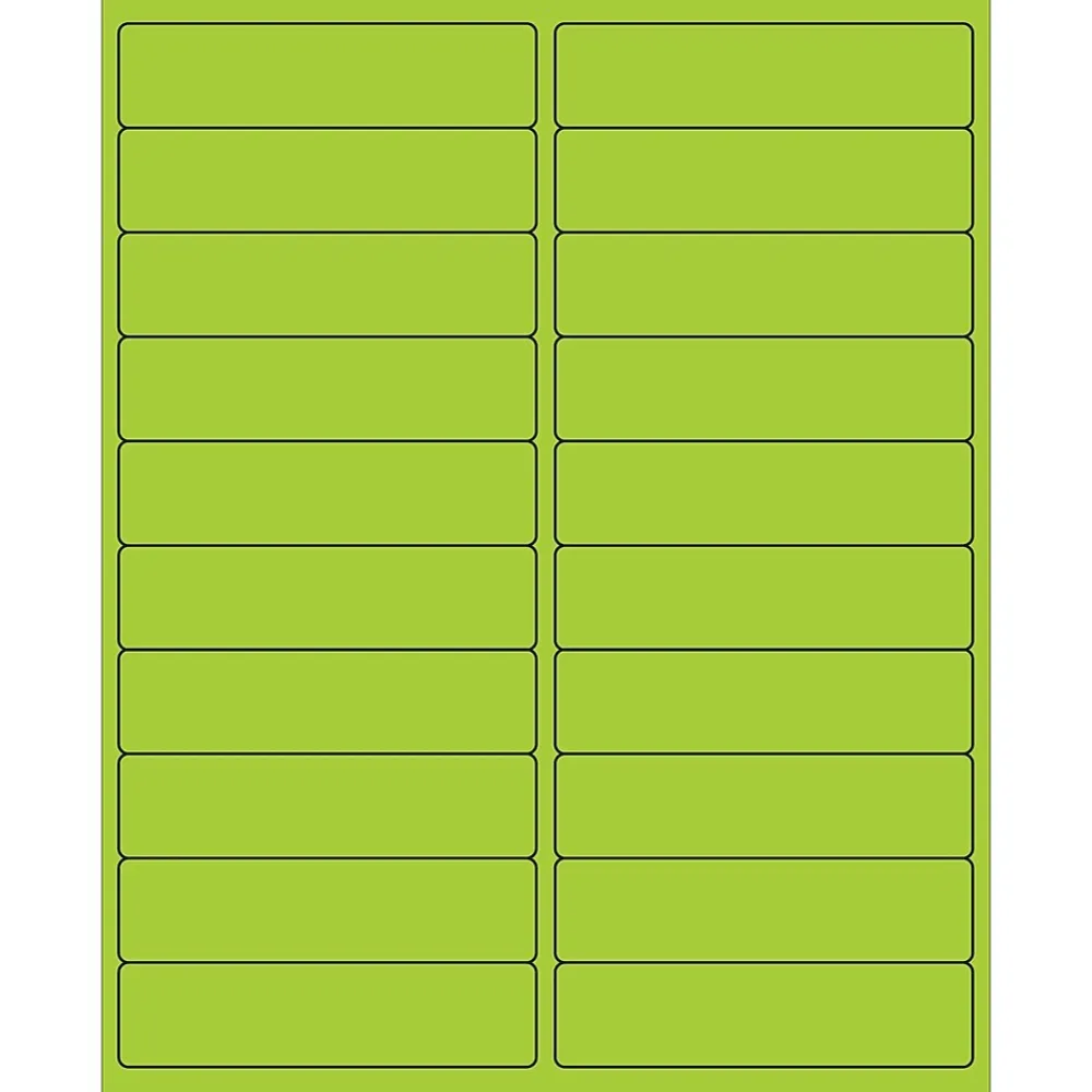 Clearance Tape Logic ® Rectangle Laser Labels, 4" x 1", Fluorescent Green, 2000/Case (LL177GN)
