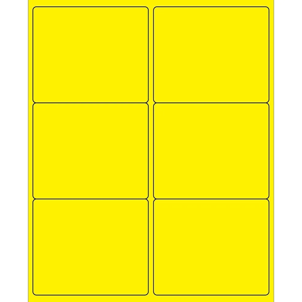 Outlet Tape Logic ® Rectangle Laser Labels, 4" x 3 1/3", Fluorescent Yellow, 600/Case (LL180YE)