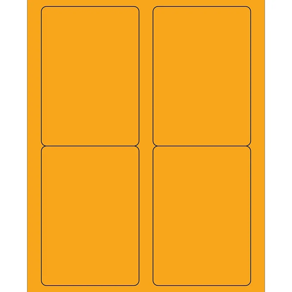 Sale Tape Logic ® Rectangle Laser Labels, 3 1/2" x 5", Fluorescent Orange, 400/Case (LL176OR)