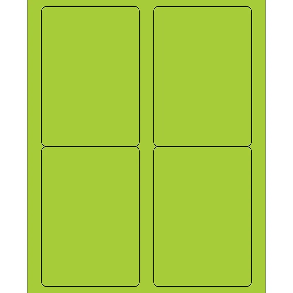 Sale Tape Logic ® Rectangle Laser Labels, 3 1/2" x 5", Fluorescent Green, 400/Case (LL176GN)