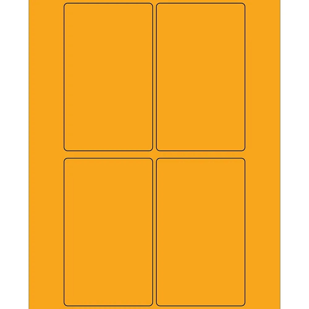Tape Logic ® Rectangle Laser Labels, 3" x 5", Fluorescent Orange, 400/Case (LL175OR)