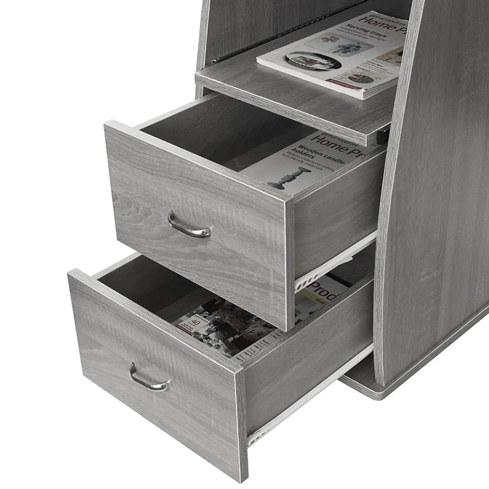Corner Desks*Techni Mobili Complete Computer Workstation Desk With Storage, Gray (RTA-8211-GRY)