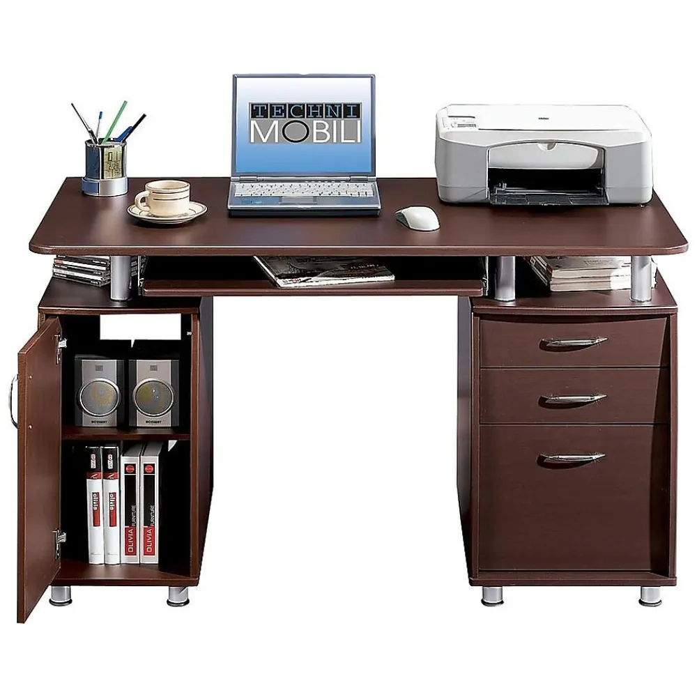 Corner Desks*Techni Mobili 47"W Computer Desk, Chocolate (RTA-4985-CH36)