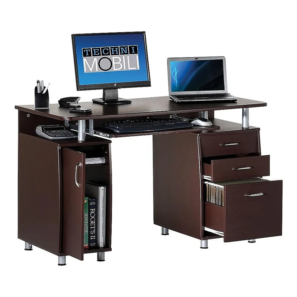 Corner Desks*Techni Mobili 47"W Computer Desk, Chocolate (RTA-4985-CH36)