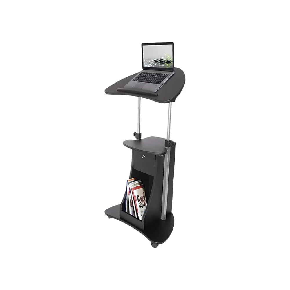 Standing Desks*Techni Mobili 22"W Manual Adjustable Standing Laptop Cart, (RTA-B005-BK46) Black
