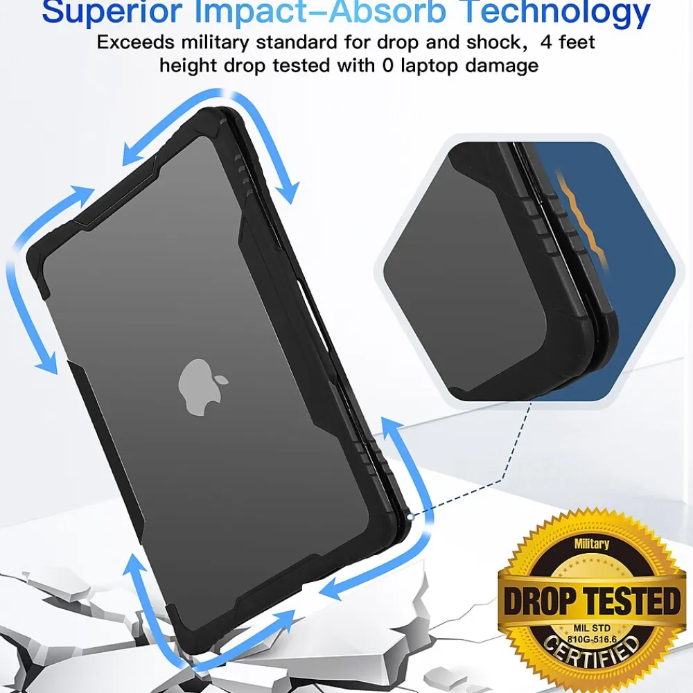 Rugged Laptop Sleeve with Keyboard Cover for Apple 13.6 Macbook Air 2022 M2, Black (TP-RBK-MA13M2)<TechProtectus Clearance