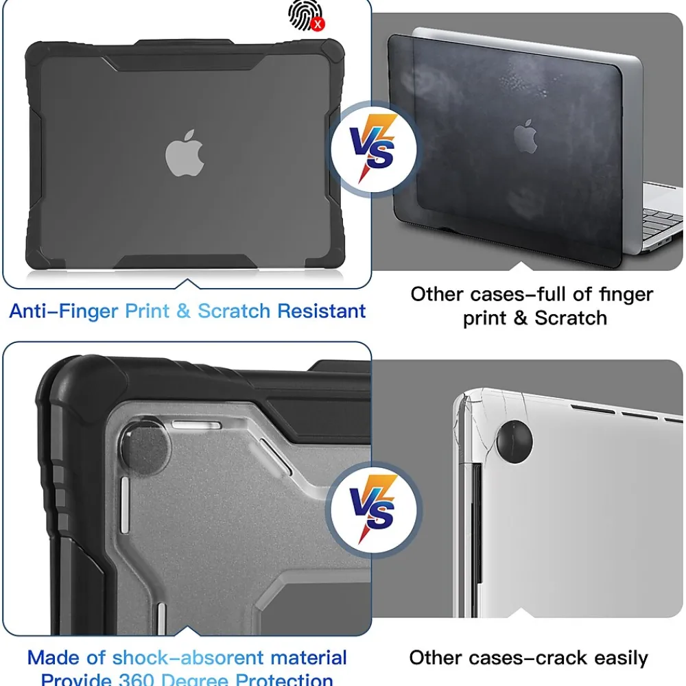 Rugged Laptop Sleeve with Keyboard Cover for Apple 13.6 Macbook Air 2022 M2, Black (TP-RBK-MA13M2)<TechProtectus Clearance