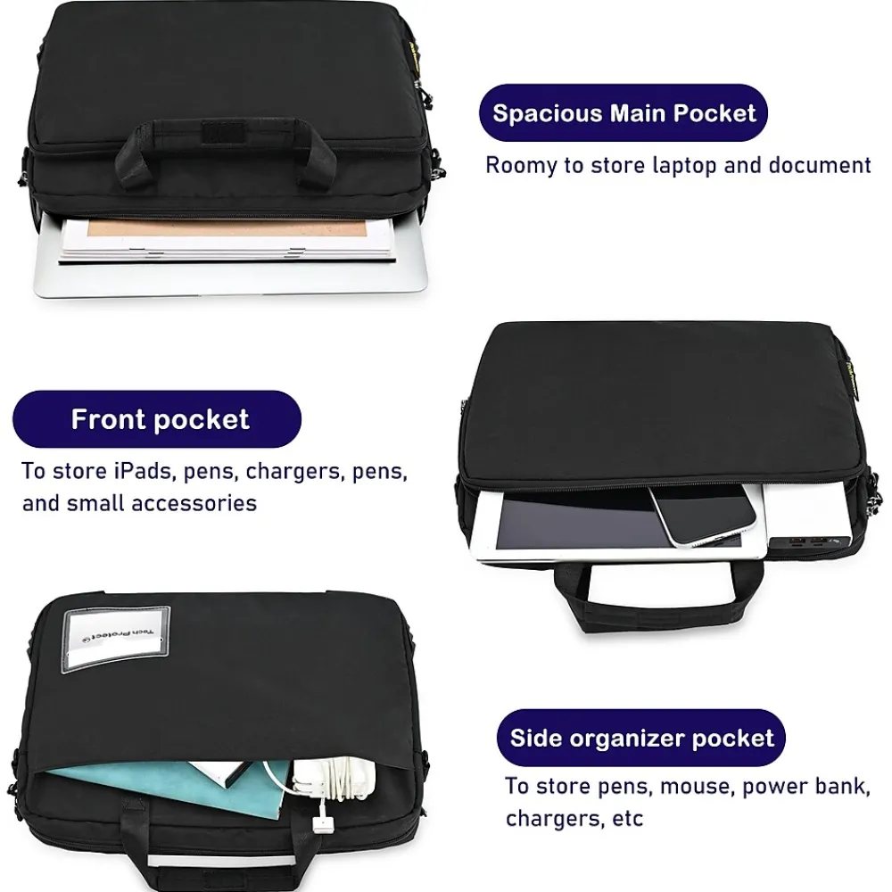 Shockproof Laptop Briefcase for 11-13" Laptops, Black (RTP-BK-BC13)<TechProtectus Clearance