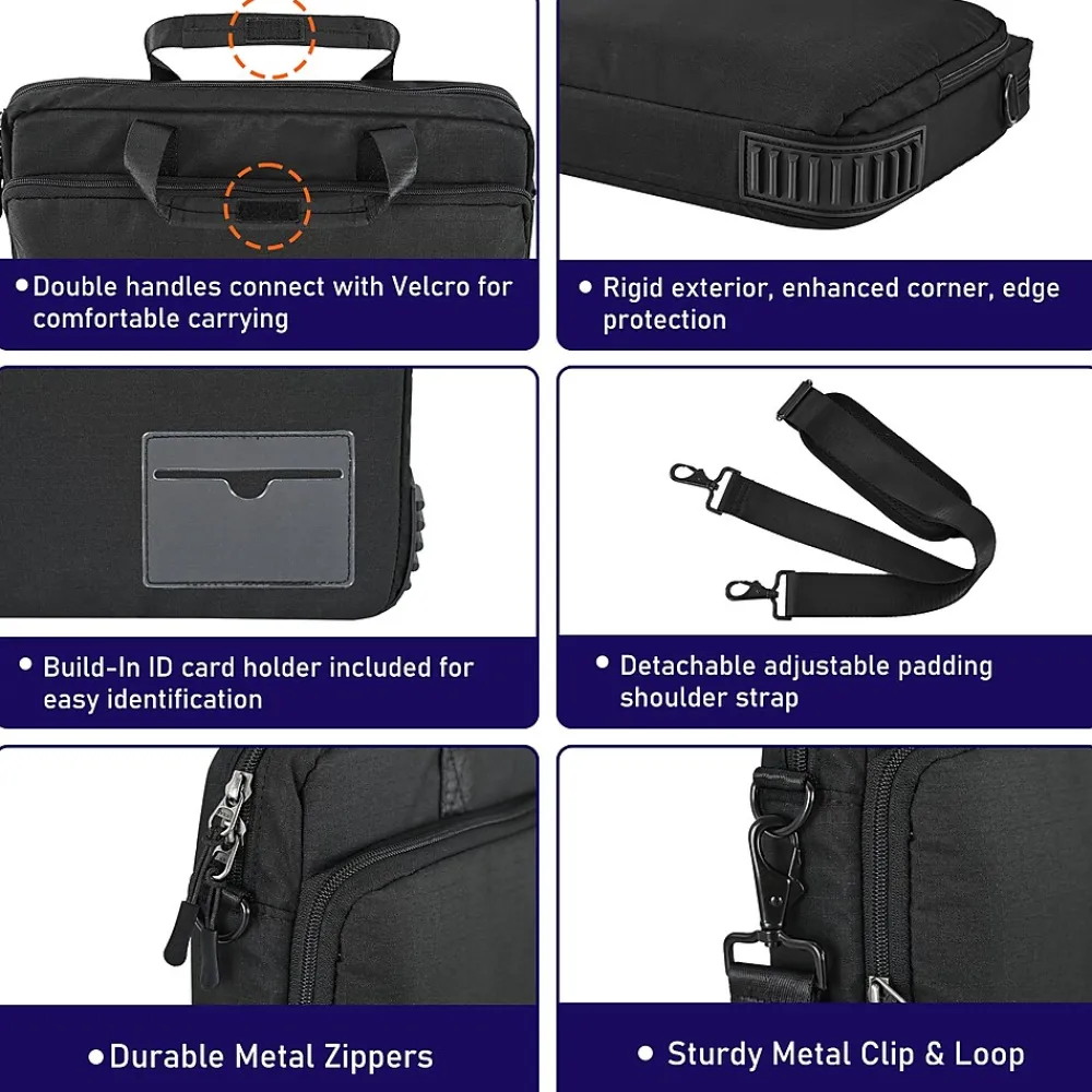 Shockproof Laptop Briefcase for 11-13" Laptops, Black (RTP-BK-BC13)<TechProtectus Clearance