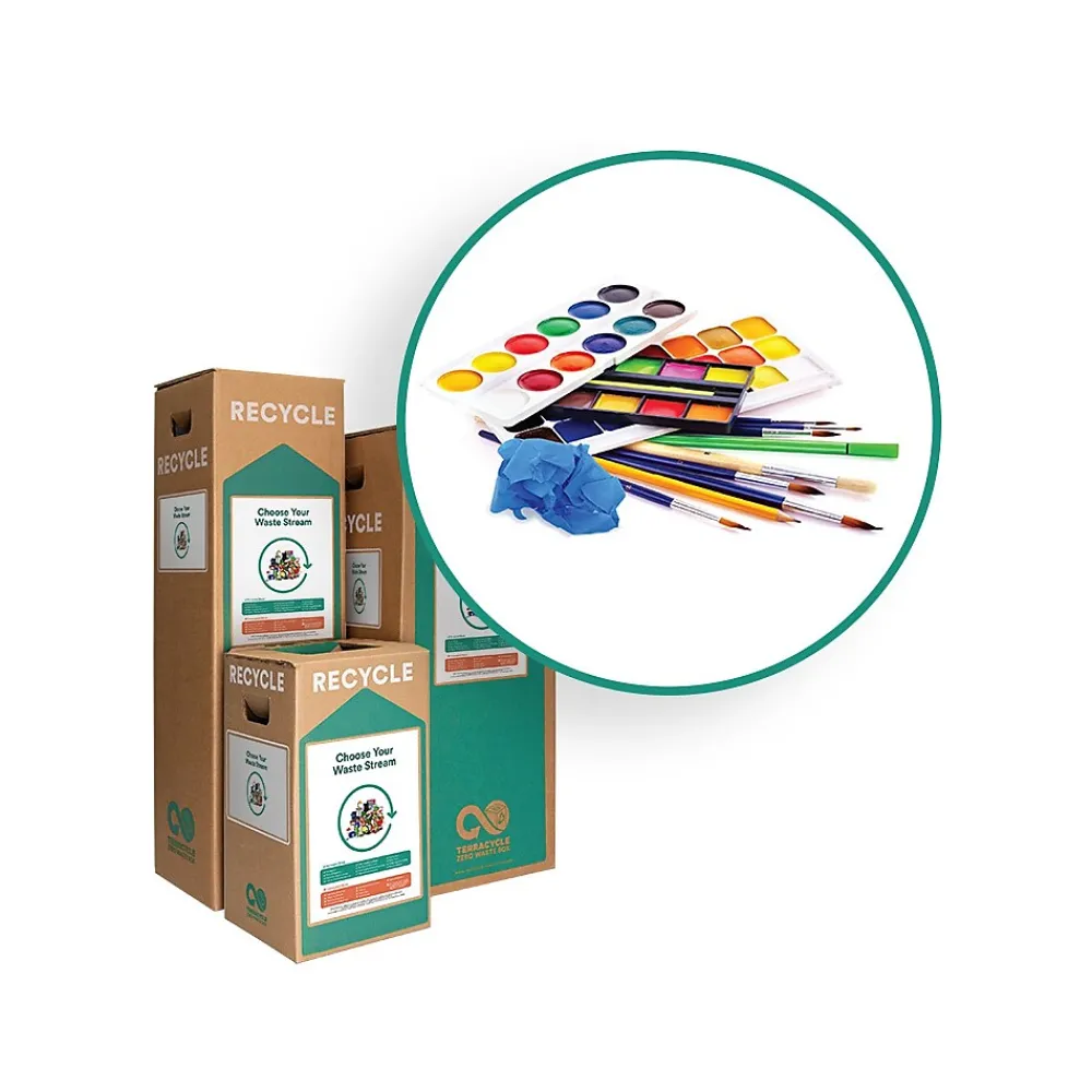 Cardboard Art Supplies Recycling Box, 21 Gallon, White and Green (286)<TerraCycle New